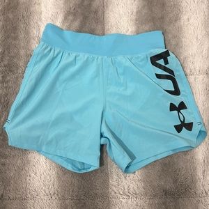 WORN ONCE LIKE NEW Men's Under Armour UA Speedpocket 5" Shorts light blue Sexy